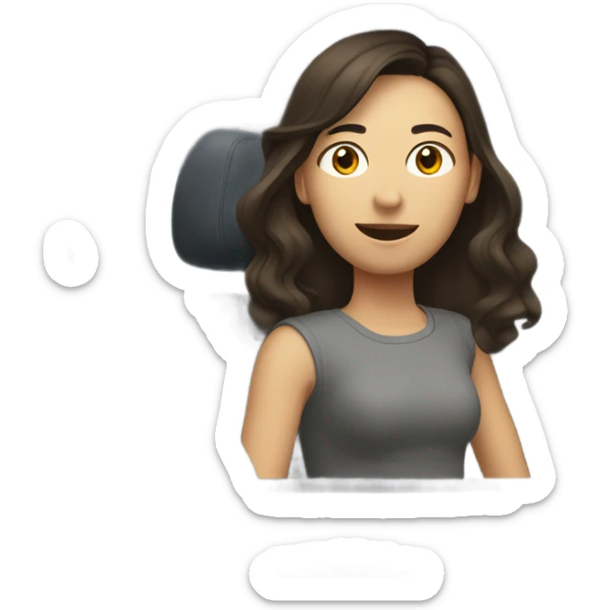 A pale half Asian man with short dark hair and white woman with long wavy brunette hair driving together sticker