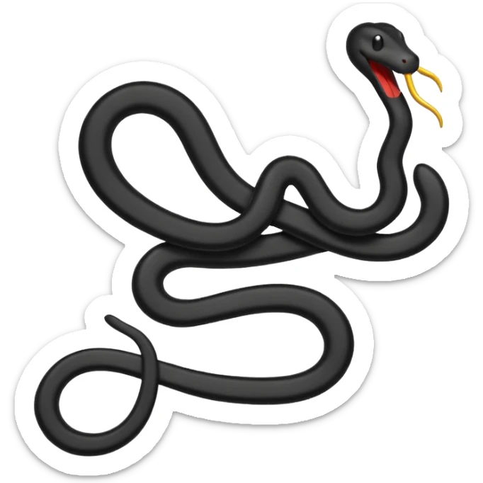 Minimalist emoji-style sticker of a bent paperclip shaped like a snake, wrapping onto itself. Thin black silhouette, no texture. sticker