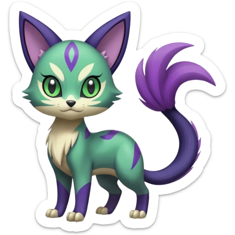 Meloetta-Purrloin-Sprigatito-Nargacuga-Pokémon-Fakémon-fusion-hybrid-creature sticker