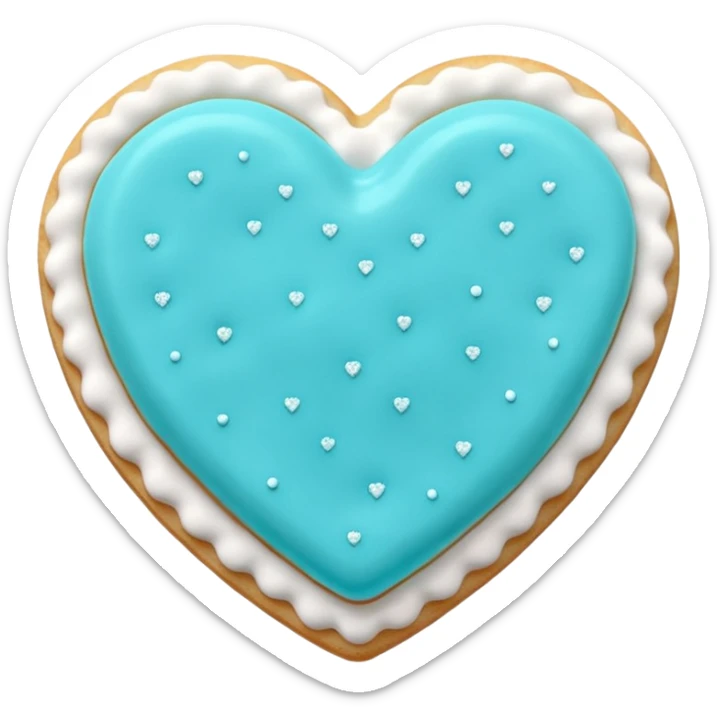 Realistic shortbread cookie in the shape of a heart with Tiffany blue color jelly middle filling and sprinkled powder sugar on top. sticker