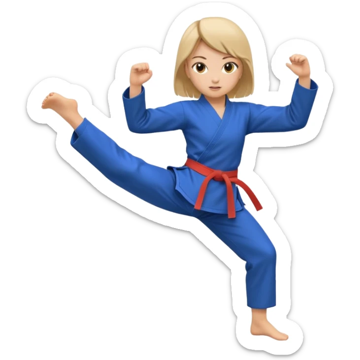 Silhouette of a kicking girl (martial arts) sticker
