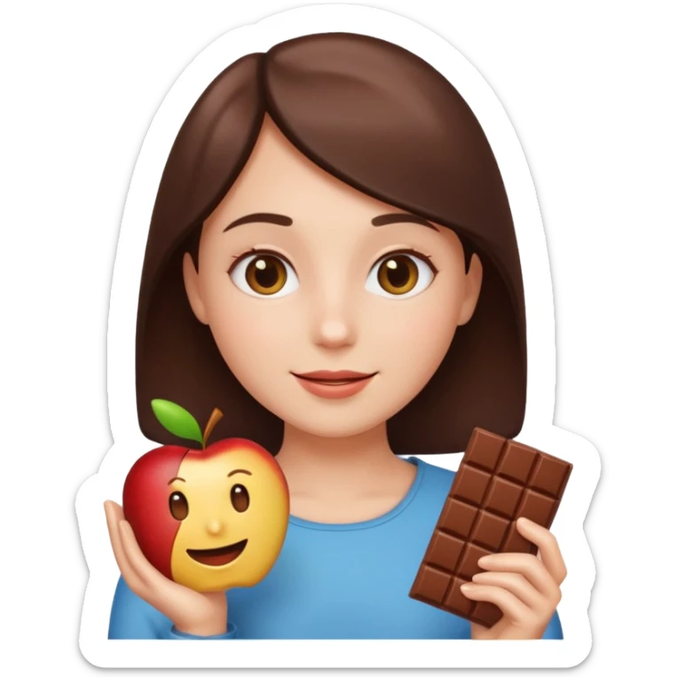 glückliche person mit schokoriegel, apple-stil emoji, strahlendes gesicht, schokolade in der hand sticker