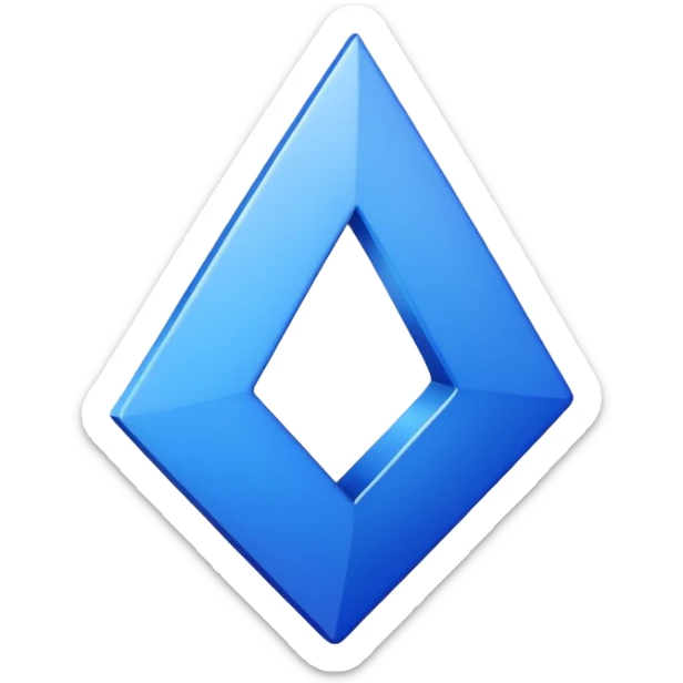 A sleek and elegant upwards arrow icon in a single, vibrant shade of cobalt blue (#0047AB). The style is minimalist 3D with soft gradient shading. The arrow is symmetrical, has a sharp but refined point, and its body is fluid and modern. The background is transparent. sticker