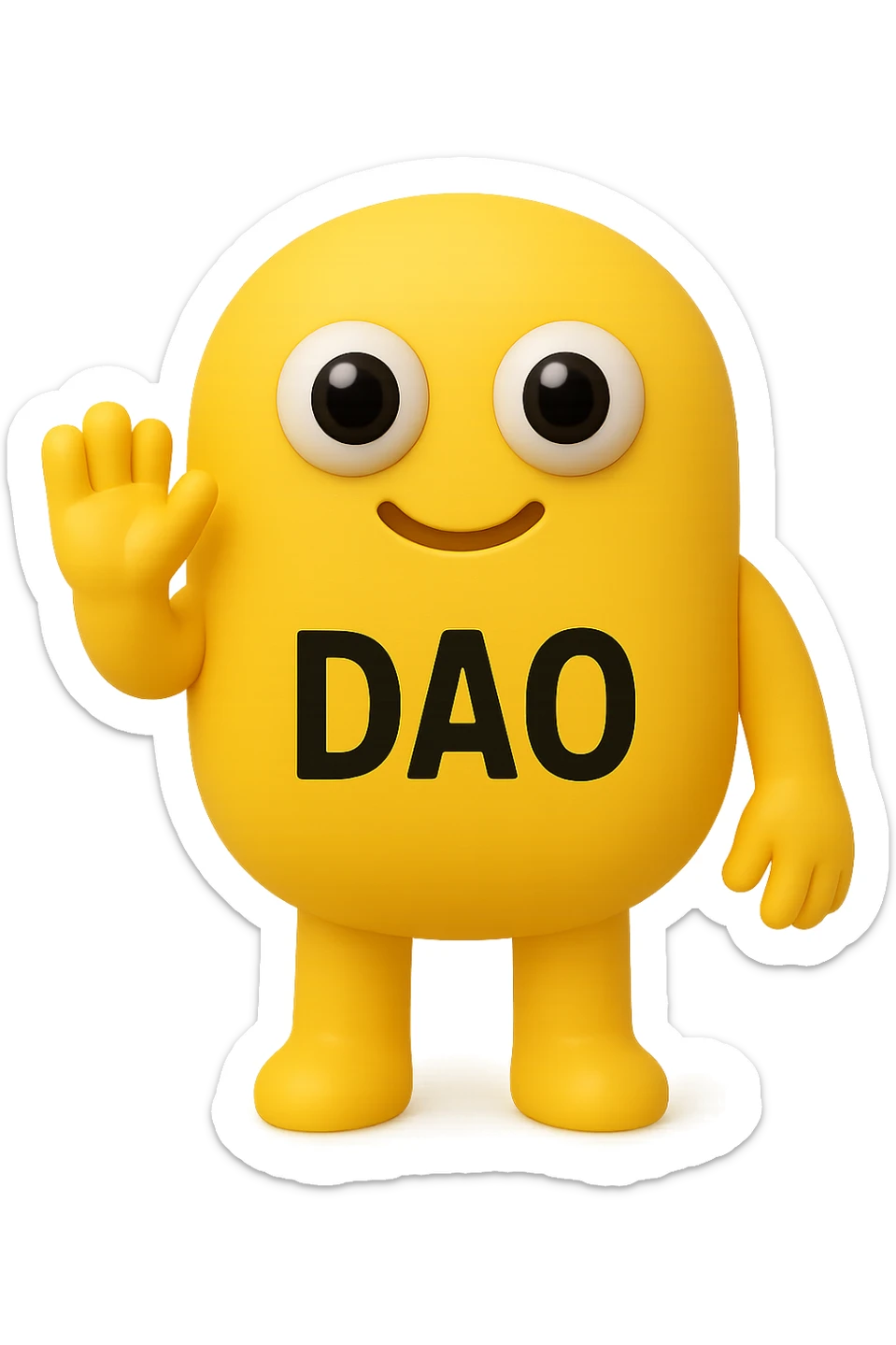 FALLO IDENTICO MA CON LA SCRITTA DAO IN ITALIANO SUL CORPO. emoji con enzima umano con occhi 3d con la scritta "DAO" SUL CORPO IN ITALIANO sticker