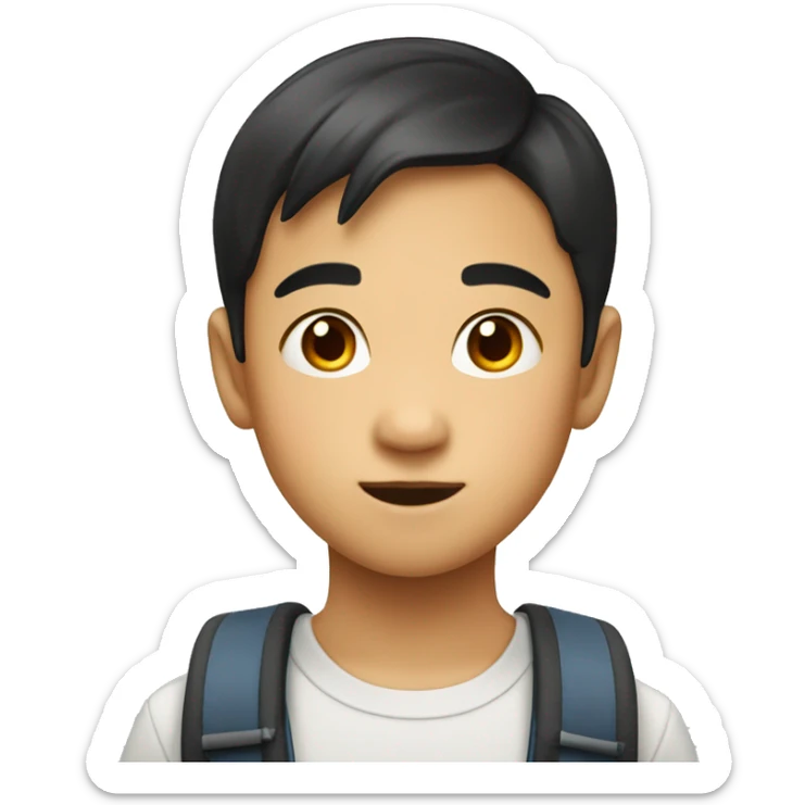  The face of a young Asian boy of elementary school age. sticker