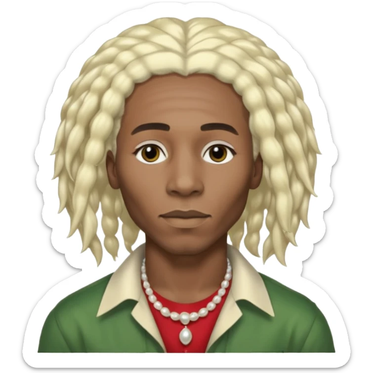 Black Male bob marley inspired hair platinum blonde with pearls makeup only head sticker