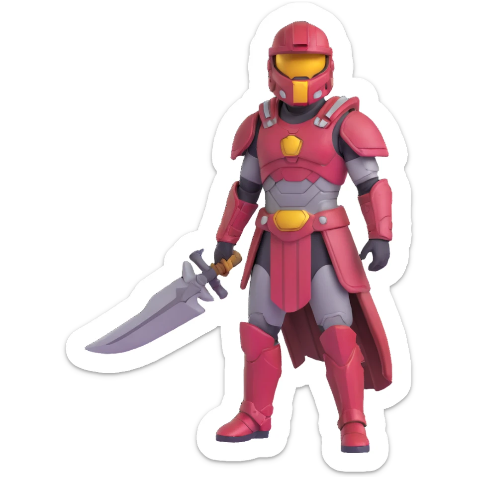 male Halo Spartan warrior with weathered armor and nomadic traveling supplies sticker