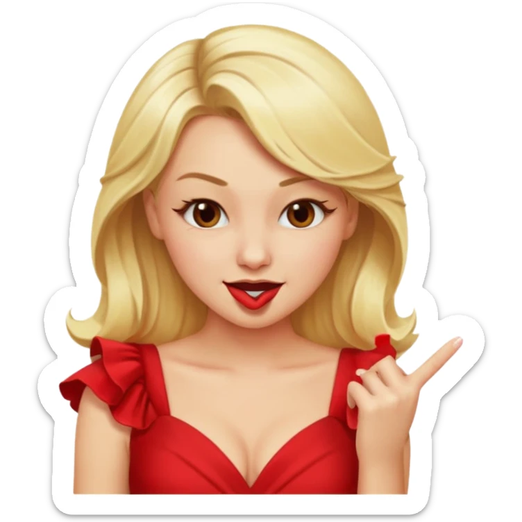 blonde woman biting her finger and winking flirtatiously emoji sticker