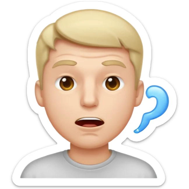 A male with squinting eyes but the mouth is blowing out sticker