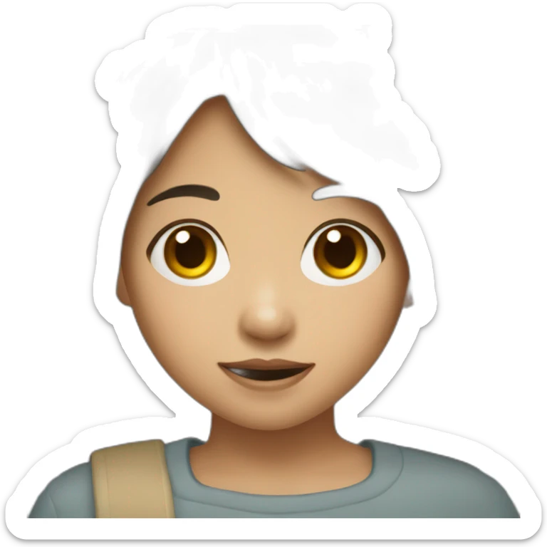 Filipino child girl young with short brown hair fringe slim lost on front tooth sticker