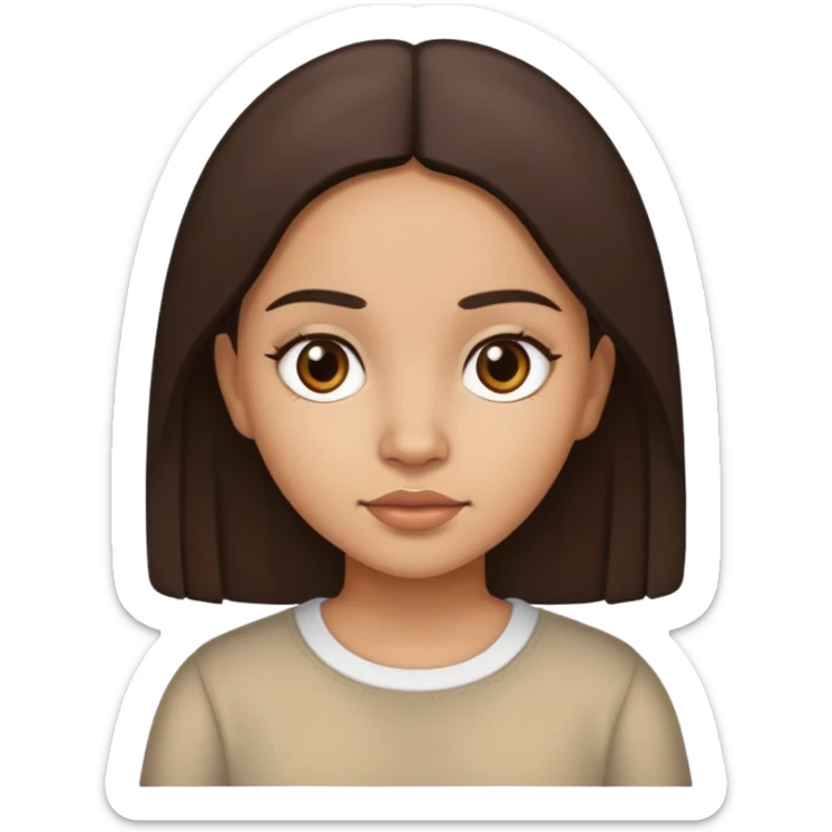 Light skin brown mexican girl with straight dark brown hair sticker