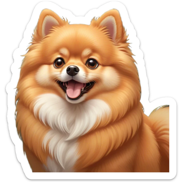 Cinematic Cute Yawning Orange Pomeranian Portrait Emoji, Head tilted slightly with a dramatic, wide-open yawn, showcasing a soft, fluffy orange Fur with a subtle shimmer, floppy ears slightly drooping, round brown eyes barely open in drowsy contentment, Simplified yet irresistibly adorable features, highly detailed, glowing with a soft, cozy glow, high shine, relaxed yet expressive, stylized with a touch of whimsy, bright and endearing, soft glowing outline, capturing the essence of a sleepy yet affectionate companion, so drowsy it feels like it could stretch right out of the screen and curl up for a nap! sticker