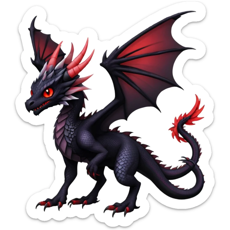 Gothic Badass Edgy Dark Mysterious Mystical Dragon-Beast-Trico-Noivern-Fursona sticker