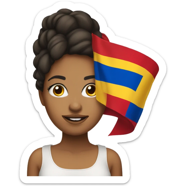 Proud venezuelan woman with bright makeup and a venezuelan flag sticker