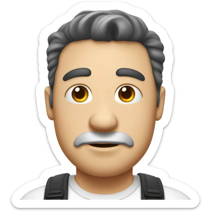creame un emoji de un hombre casi gordito de piel blanca y con cabello rulo un poco g sticker