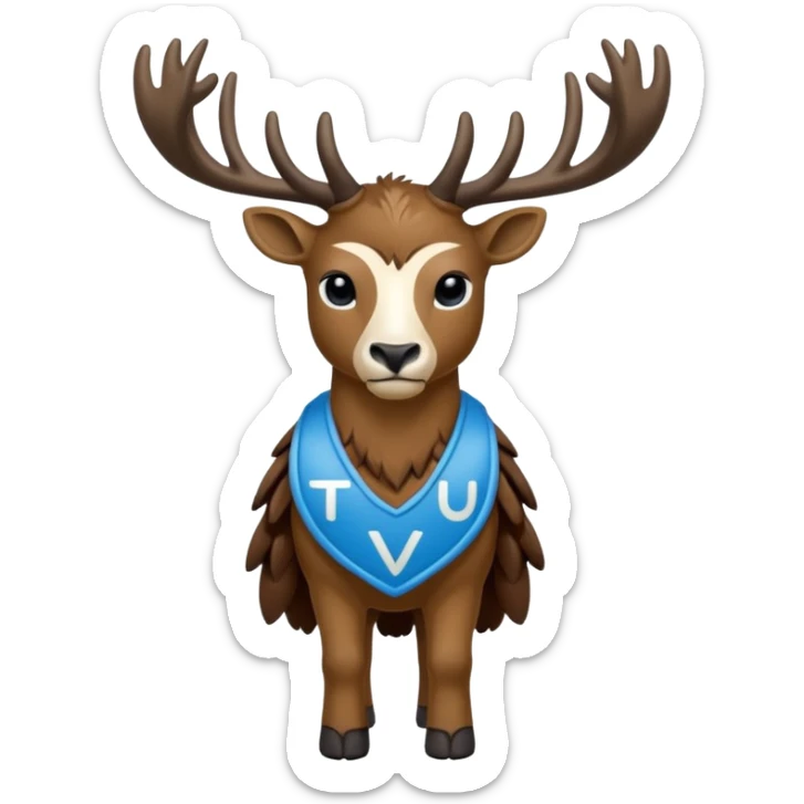 crea una mascota de equipo que sea un venado de cuerpo completo y lleve un chaleco con el nombre de telamon sticker