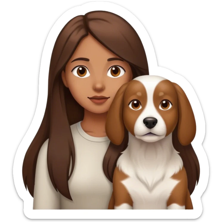 sort, 30 year old, brown girl, back hair, hair to the bag, with a white brown dog sticker