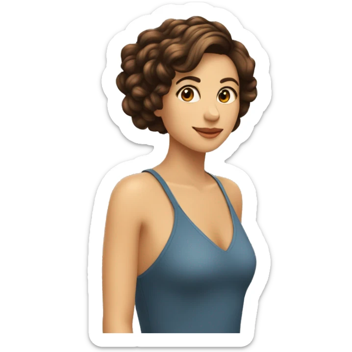 garota morena de cabelos cacheados na altura do ombro castanhos sticker