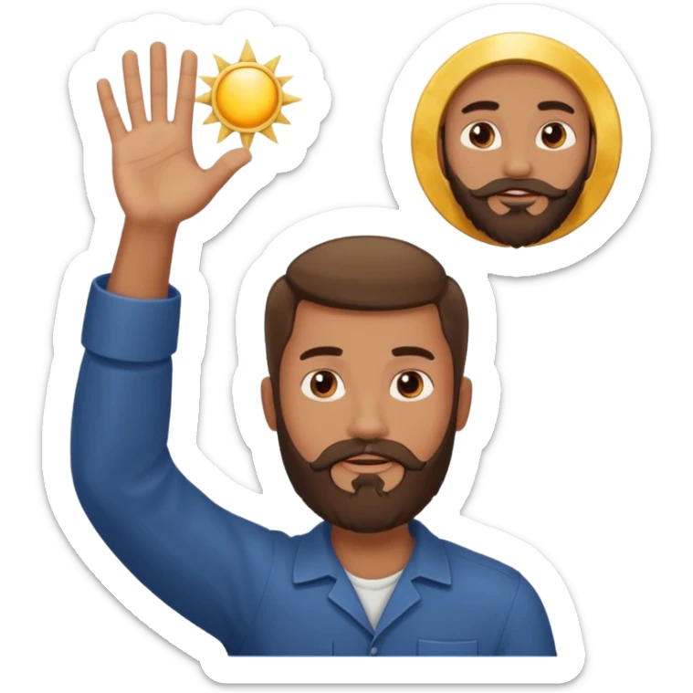 joshua bible chracter bearded man raising his hand stopping the sun & moon to continue the war sticker