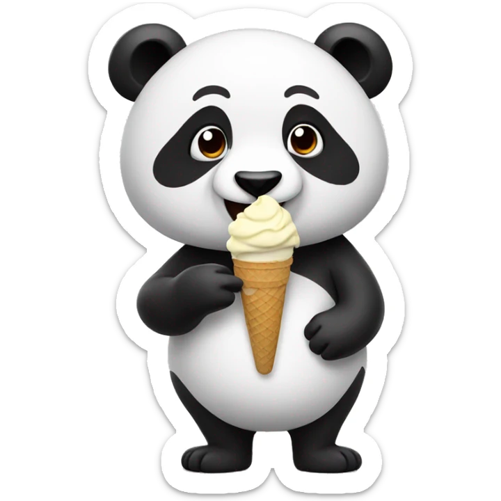 Panda eating ice cream sticker