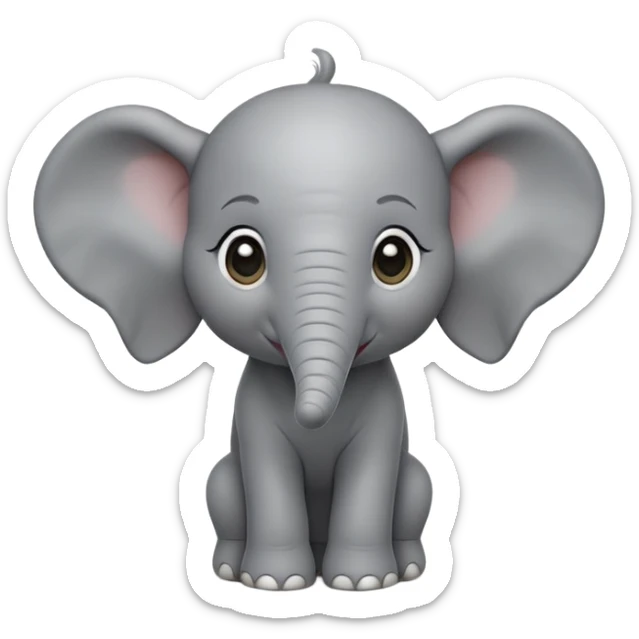 cinematic-noble-baby-elephant-portrait-emoji,-poised-and-regal,-with-a-tiny,-endearing-build-and-a-soft,-smooth-gray-hide,-delicate-floppy-ears-and-a-small,-curious-trunk,-deep-set-soulful-eyes,-simplified-yet-sharp-and-sophisticated sticker