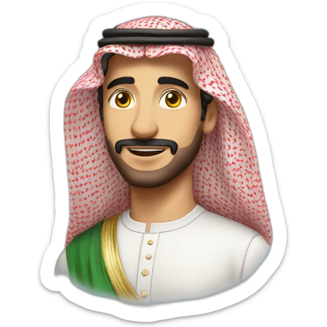 a TOK emoji of a handsome man from saudi arabia, with a sky background sticker