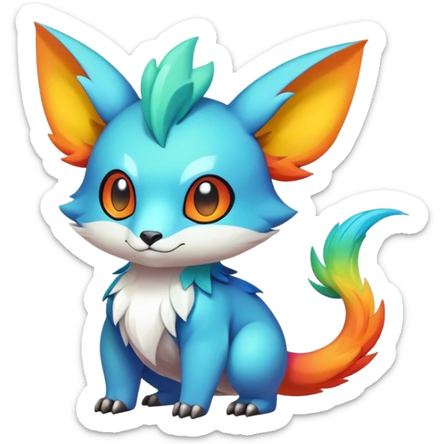 Cute cool colorful fantasy animal hybrid Fakemon full body sticker
