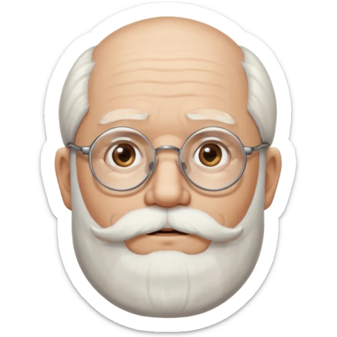 An old man with a beard and glasses and a little bit of hair on top named phillis sticker