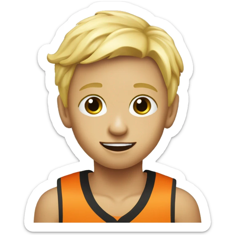 young blonde boy doing sports photography at a basketball game sticker