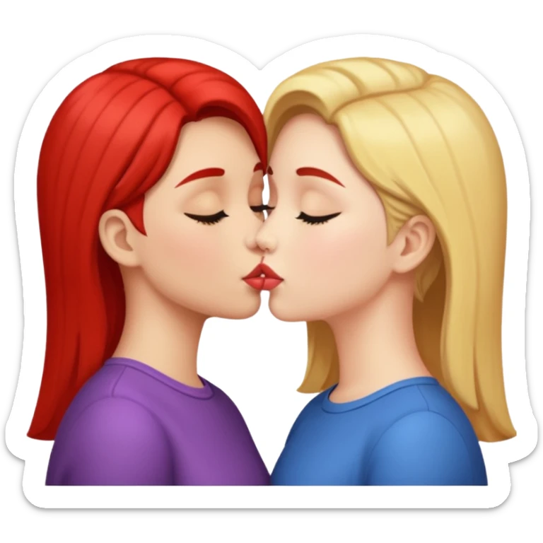 Two girls kissing each other sticker