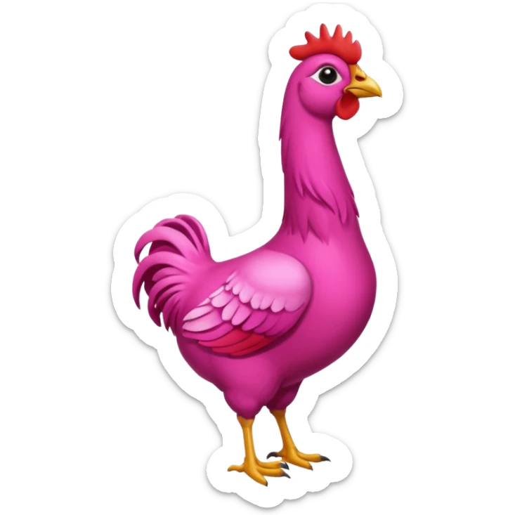 Gallina de pelaje rosa fuerte mezclada con una jirafa sin manchas sticker
