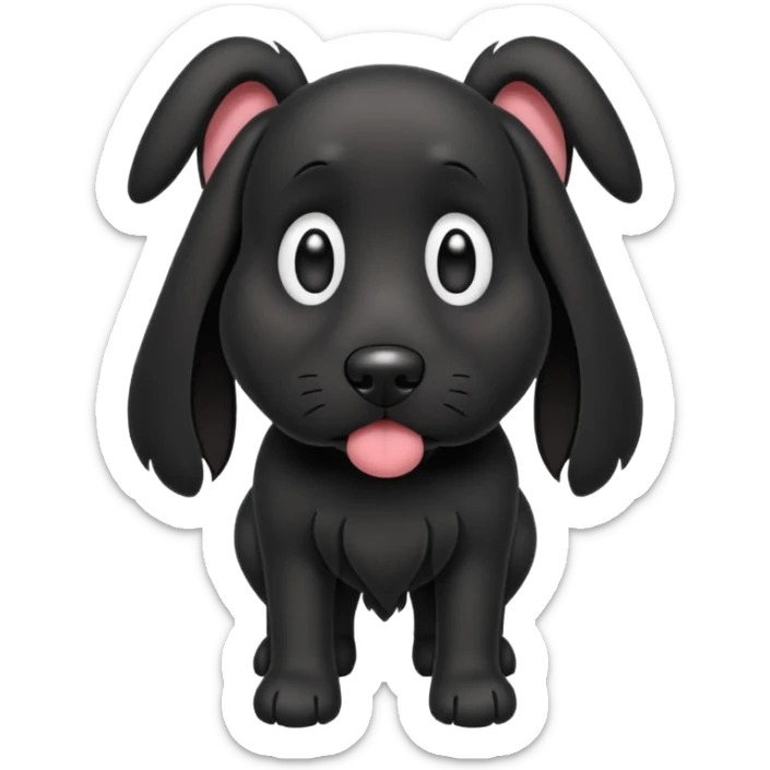 Please give me an all black dog with droopy ears as a walking dog emoji sticker