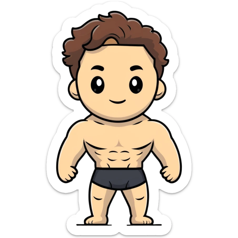 shirtless male athlete with white skin and wavy brown hair sticker