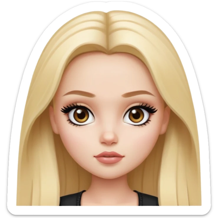 pretty bratz girl, clean girl style, blonde hair,  hazel eyes, black eyeliner, pale skin sticker