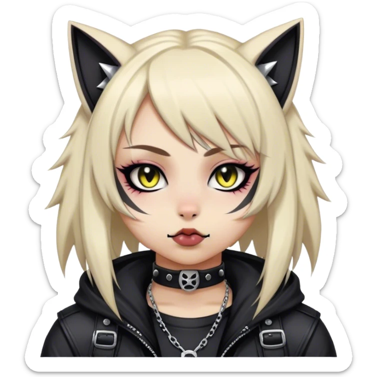 Edgy Kawaii Cute Cool Cartoon Anime Punk Techwear Gothic Catgirl sticker