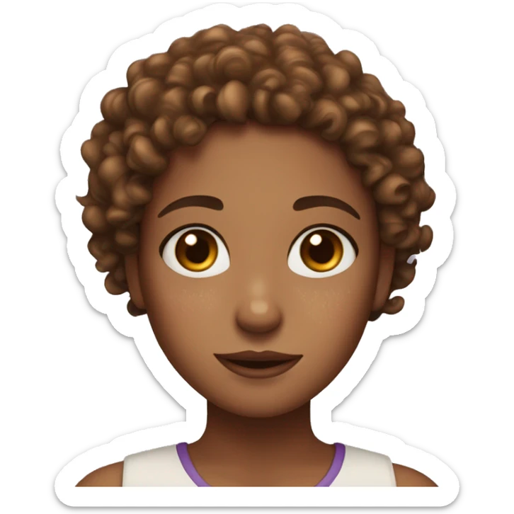 Brown curly hair and hazel eyes girl with lots of freckles sticker