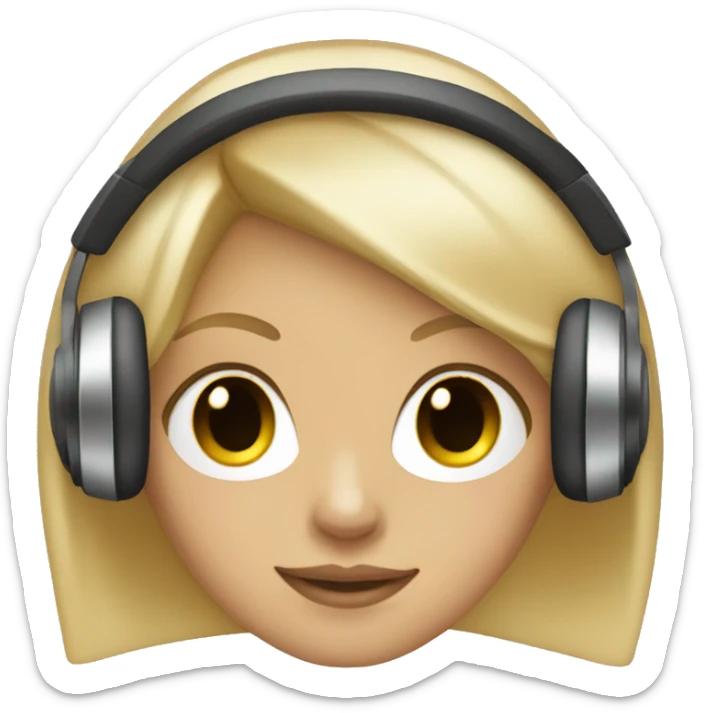 blonde dj girl straight hair with beige headphones sticker