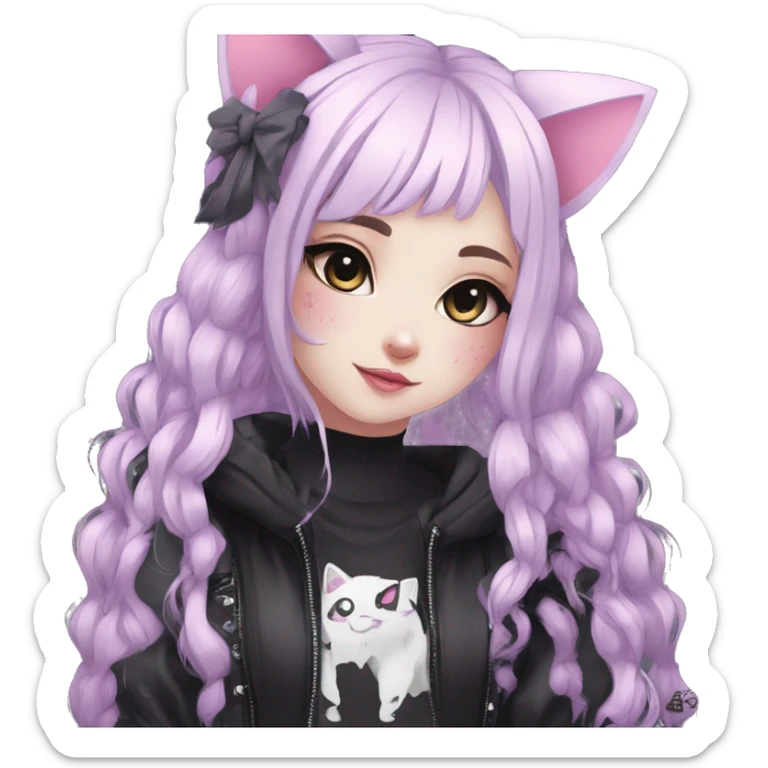 Edgy Kawaii Cute Cool Cartoon Beautiful Elegant Pretty Anime Punk Techwear Gothic Catgirl sticker
