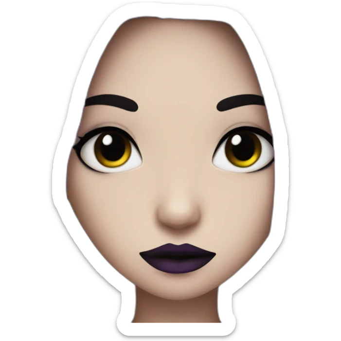Que en gothic girl long dark black and purple hair sticker
