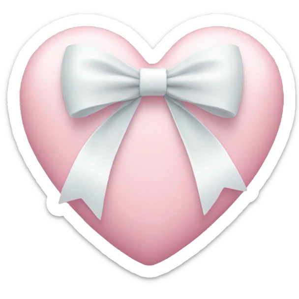Pastel pink heart with white bow sticker