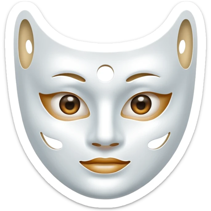 a sheet of white mask pack for face skincare beauty, except on the face, transpalent holes on eyes and mouth side sticker