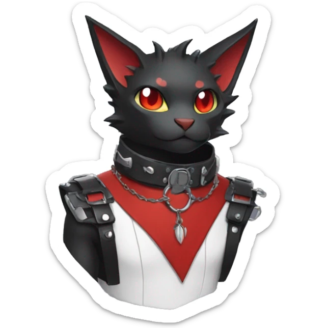 cool edgy black punk red ethereal fantasy nargacuga-bat-cat-Fakemon collar harness full body sticker