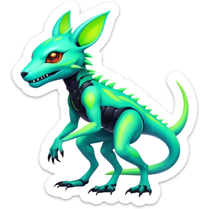  futuristic lush cool edgy neon Fionbri-Vernid-ET-creature (full body) sticker