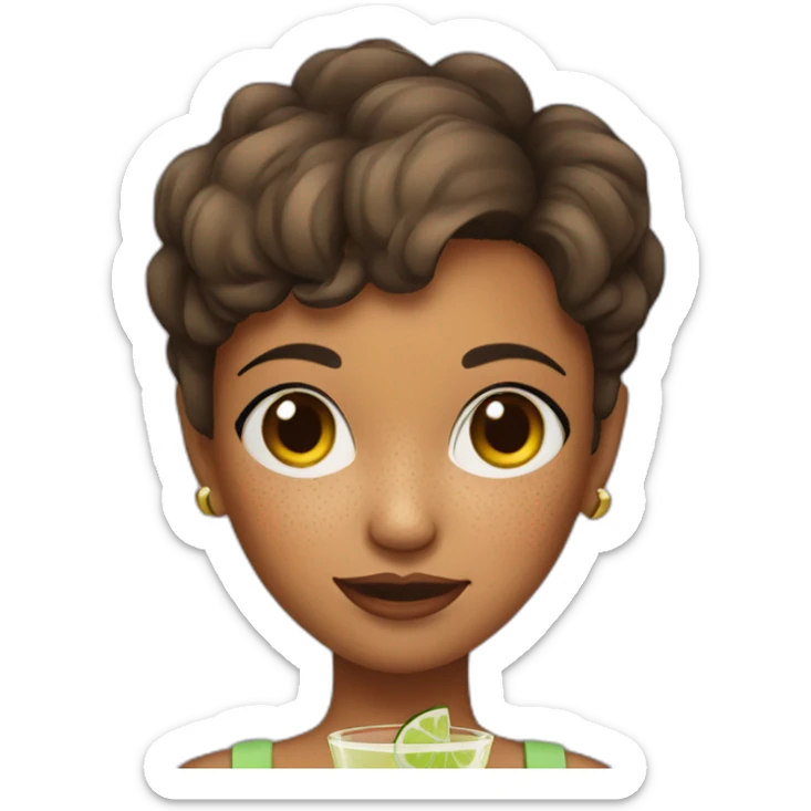 a girl with short hair and freckles who drinks a Margarita sticker