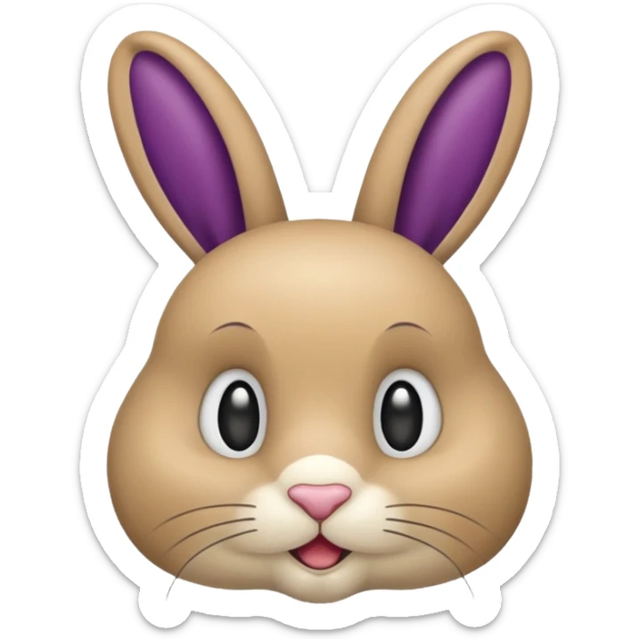 Un lapin beige qui a les oreilles qui tombent  avec une aubergine sur la tête sticker