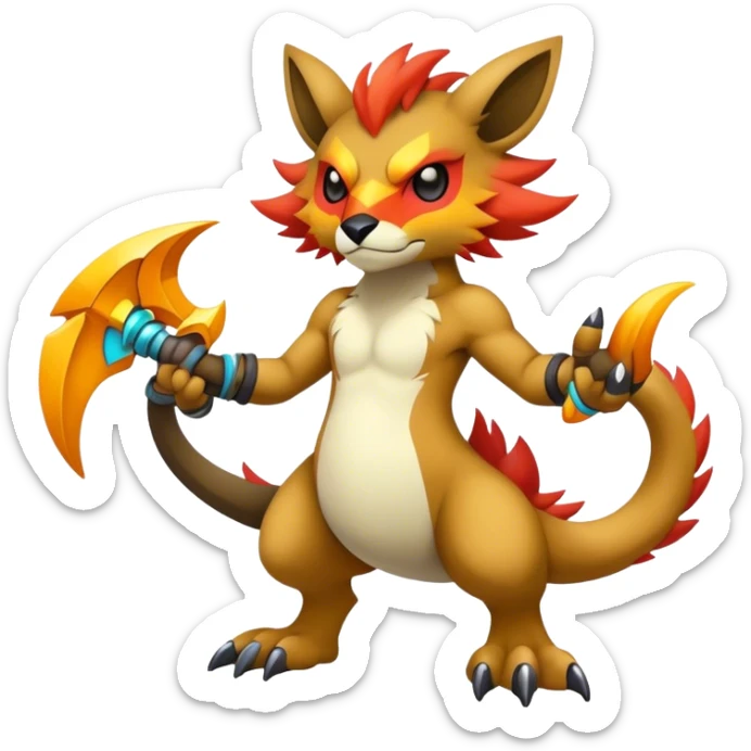 cool edgy badass colorful fantasy animal hybrid Fakemon full body sticker