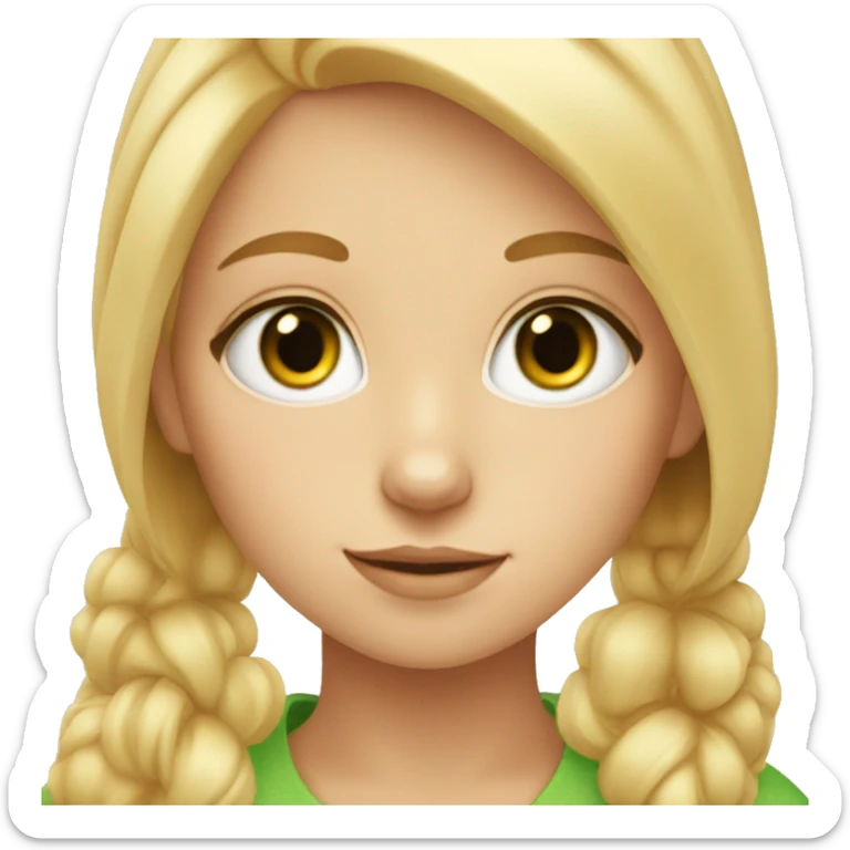 Blonde hair Girl with green eyes and orange cat sticker