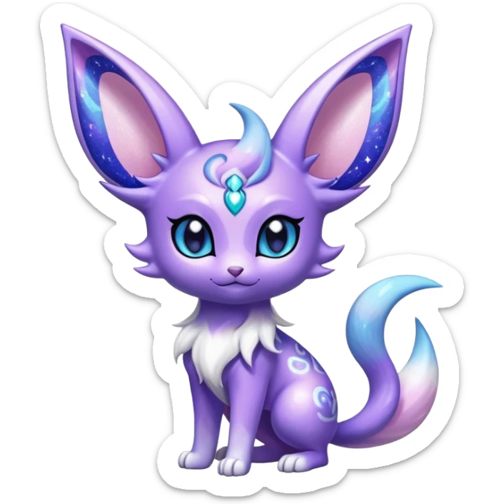 Shiny Exotic Cute Adorable Majestic Ethereal Sparkly Espeon-Meowstic-Hybrid-Creature with pattern-markings sticker