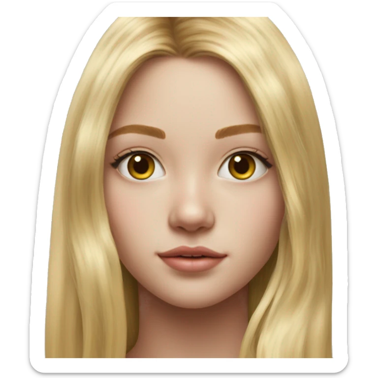 Riley Guava long blonde hair teenager, hyperreal photoreal portrait sticker