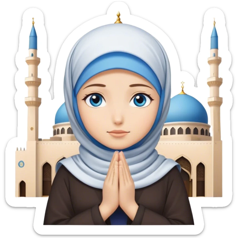 Turkish beautiful finish Konya girl blue eyes with hijab dua in mekka  sticker